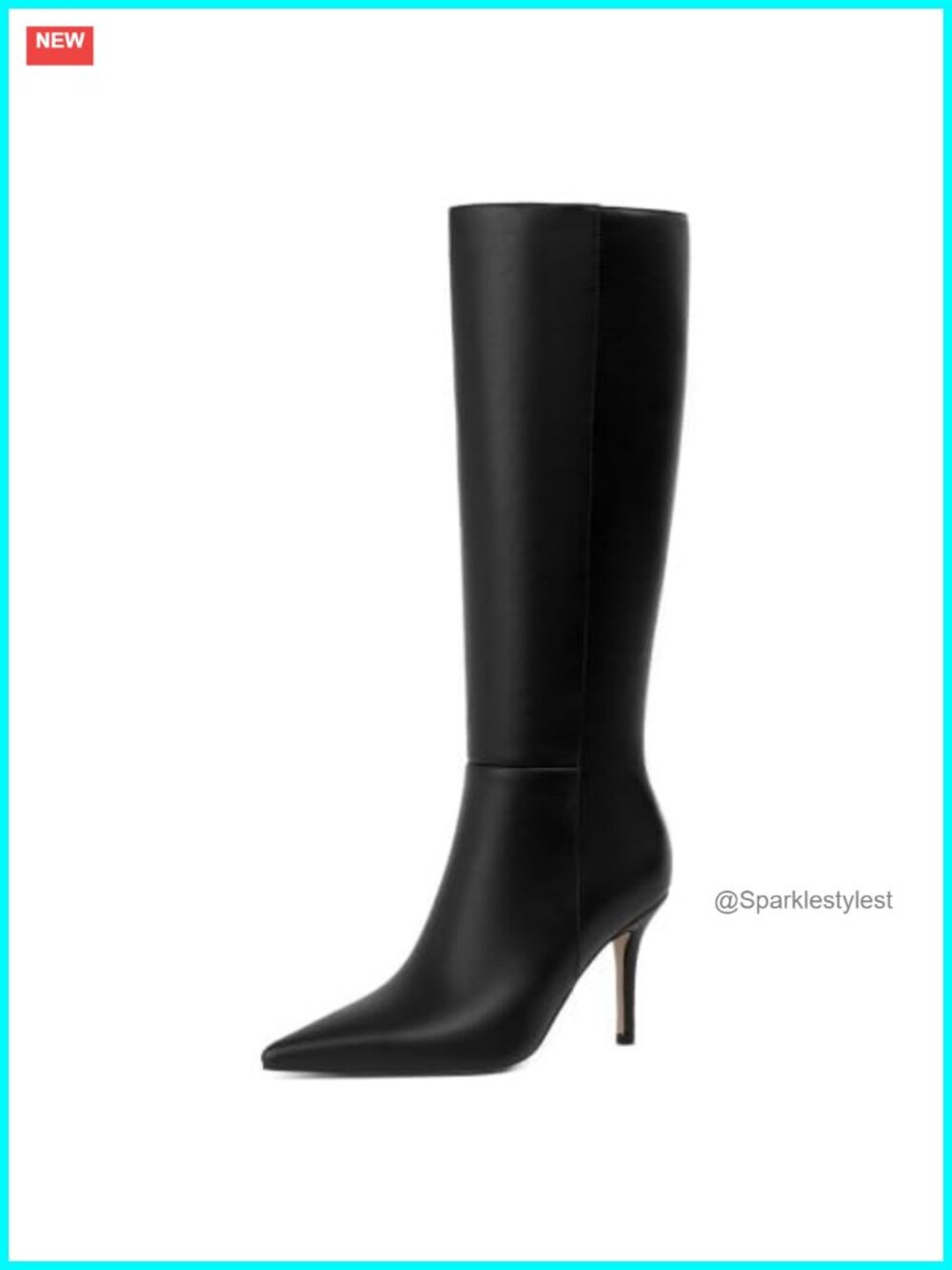Women's Knee High Stiletto Heel Pointed Toe Tall Boots Faux Leather